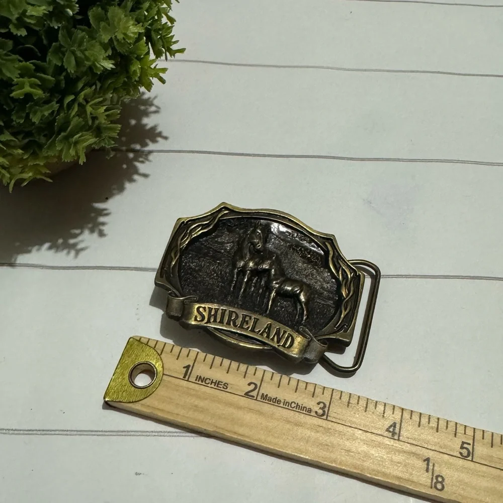 Vintage Shireland Horses Ponies Brass Belt‎ Buckle